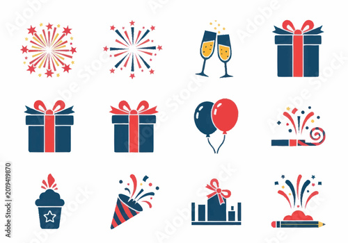 Bilde på lerret Party celebration icons and symbols.