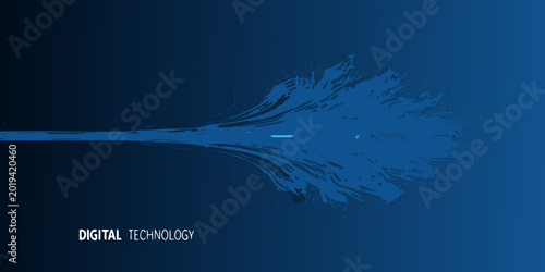 Photos Abstract stream of glowing blue particles expanding from a narrow source digital