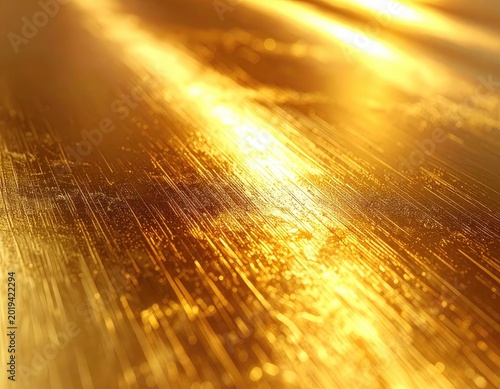 A close-up view of a shimmering golden surface with dynamic streaks of light.