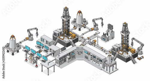 Φωτογραφία Industrial factory machinery equipment setup.
