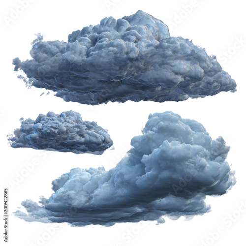 Obraz na płótnie Professional Set of 3D Dark Storm Clouds on Transparent Background for Creative