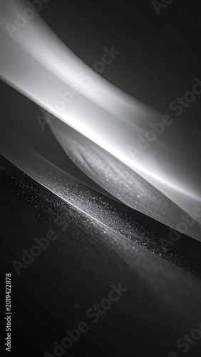 A dynamic interplay of smooth curves and glittering textures in shades of monochrome.