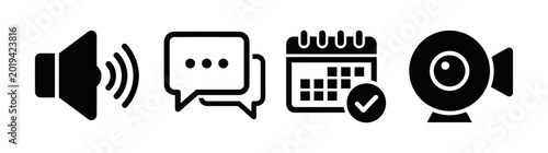 Tableau sur toile Streamlined vector collection of essential interface icons speaker, chat bubbles