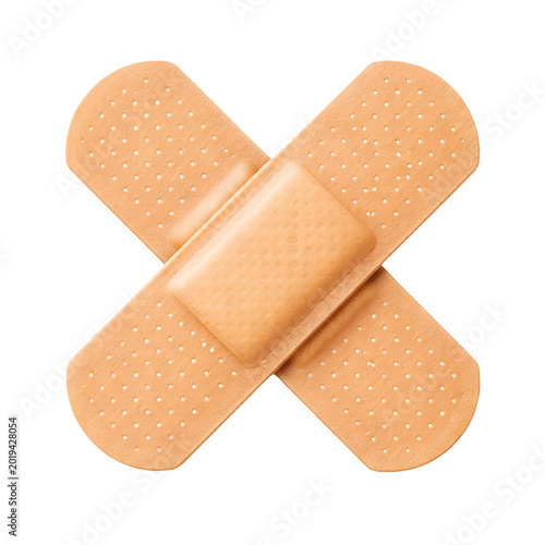 Crossed Adhesive Bandages Isolated on White Background Medical First Aid Concept