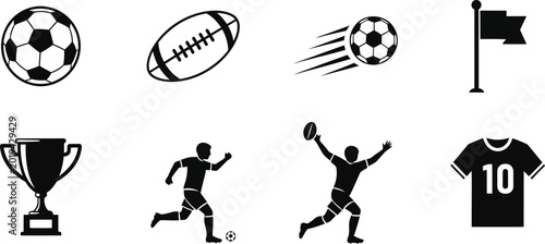 Sports icons for soccer and rugby competitions