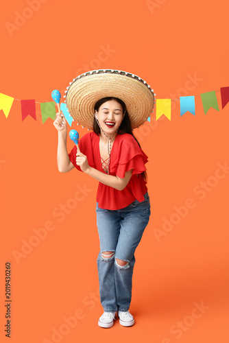 Happy young woman in Mexica...