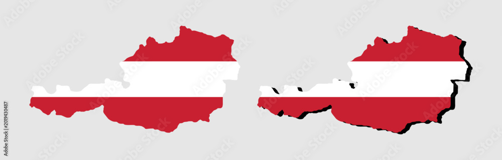 Fototapeta premium Map of austria with national flag pattern
