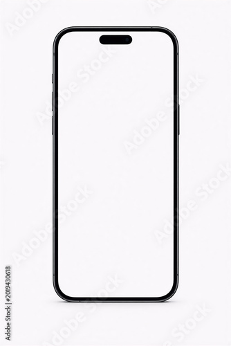 Modern Smartphone Mockup Isolated on White Background Blank Screen