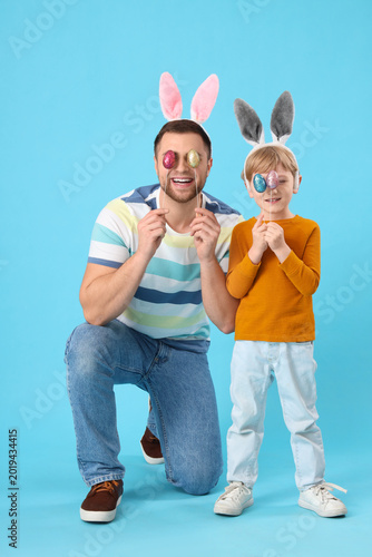 Little boy with his father ...