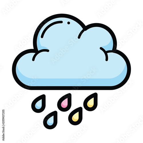Bild auf Leinwand Cartoon Cloud with Rain Drops.