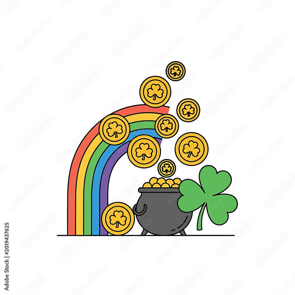 Obraz premium Coins Spilling from Pot of Gold.