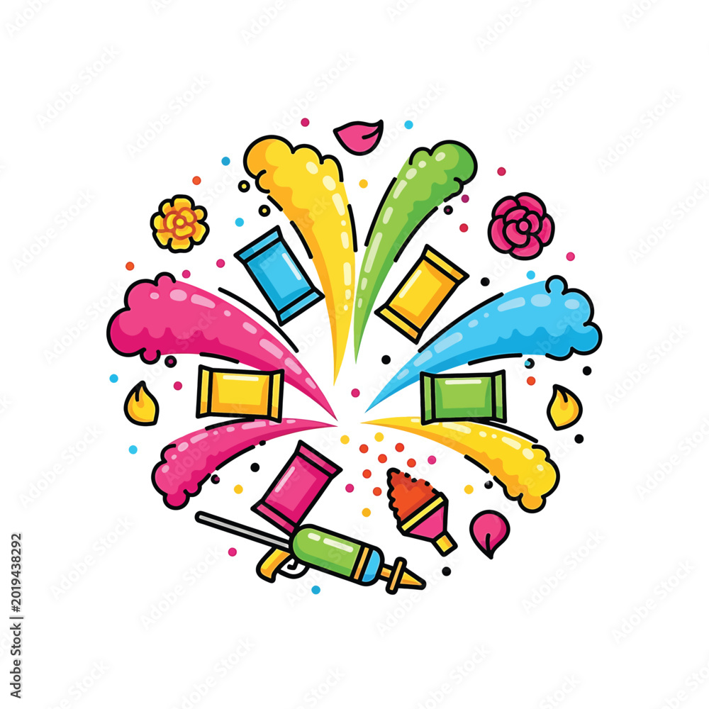 Obraz premium Colorful Holi powder paint tubes.
