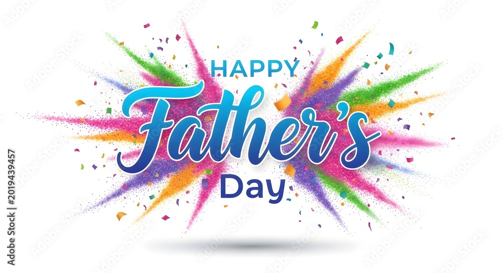 Obraz premium Colorful Fathers Day celebration with festive confetti explosion background