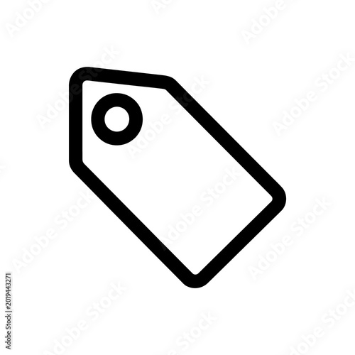 A simple black and white icon of a price tag