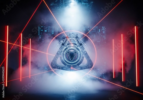 Neon Labyrinth: Ethereal Haze and Geometric Pulse