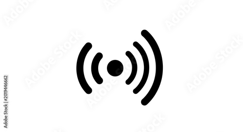 Signal or broadcast icon with concentric waves isolated on white background