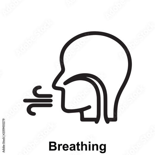 Modern breathing icon representing respiration, lung function, and oxygen flow in a clean and professional vector style ideal for healthcare, medical, pulmonary, and wellness-related design projects.