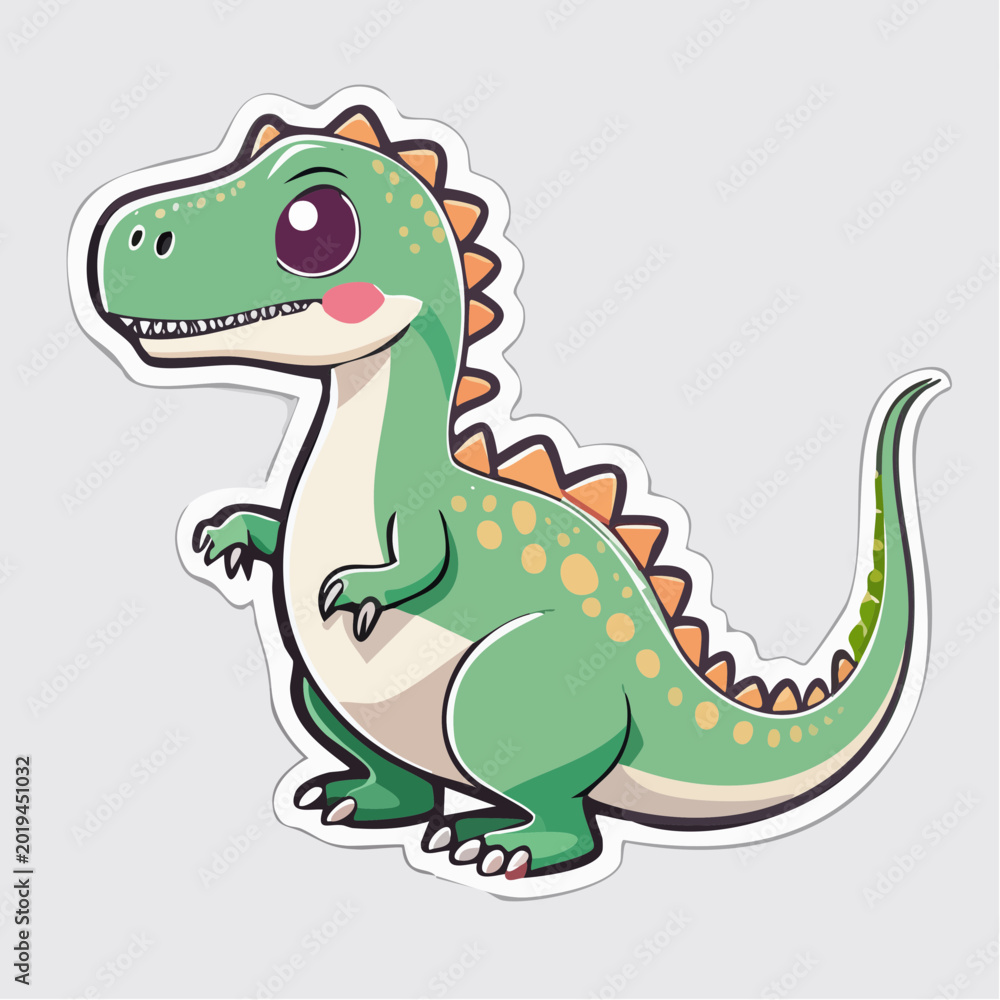Fototapeta premium Cute Cartoon Dinosaur Sticker