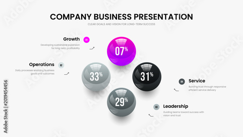 Business Profile Four Element Diagram Slideshow Layout. Project Introduction Frame Design Vector Illustration. Creative Campaign 4 Step Graph Presentation Template.