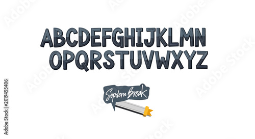 Navy Blue Denim Texture Uppercase Alphabet Font Set