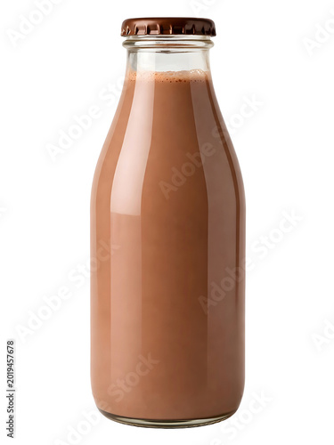 Cocoa Drink Bottle Isolated on White Background Sweet Beverage Concept