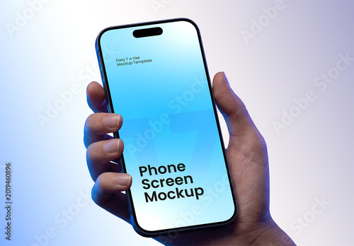 Realistic Smartphone Screen Mockup Held in Hand