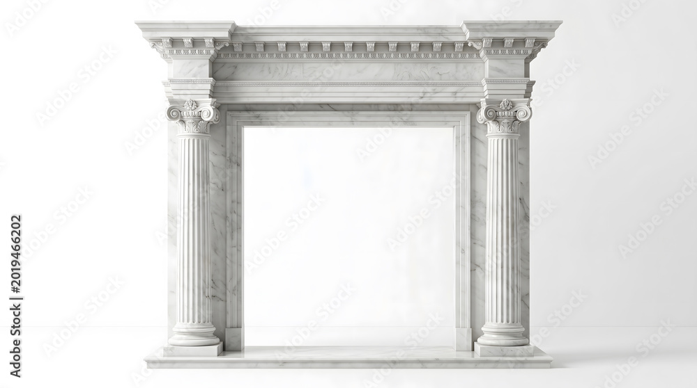 Obraz premium Classical Marble Arch Frame Isolated Luxury Ancient Architecture Border