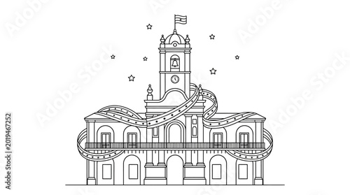 Foto Outline drawing of the historic Cabildo building in Buenos Aires.
