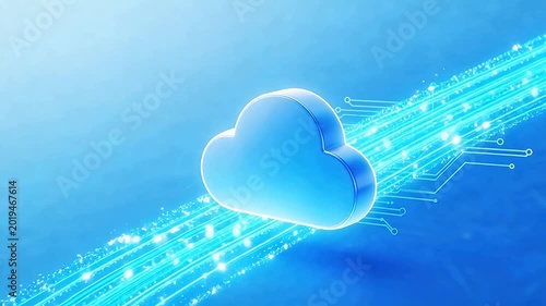 Cloud computing symbol with circuit lines