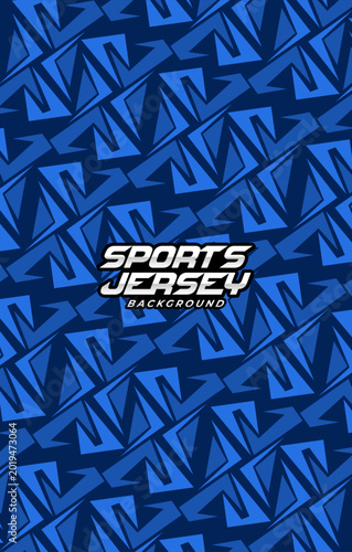 Abstract geometric pattern sports jersey background blue color