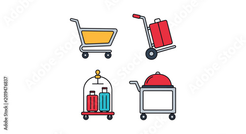 cart Line art vector set clean abstract shape illustration