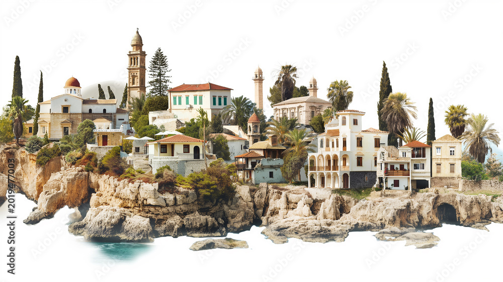 Obraz premium Cyprus, Travel Collage of famous places. Element for Advertisement, postcard, poster