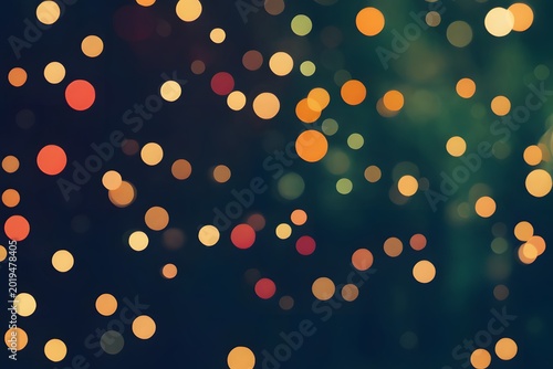 Golden bokeh lights scattered in a dark atmospheric night background with subtle green hues