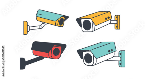 cctv Line art vector set clean abstract decorative illustration