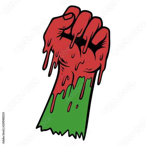 Melting Raised Fist Juneteenth Freedom Hand Drawn Illustration