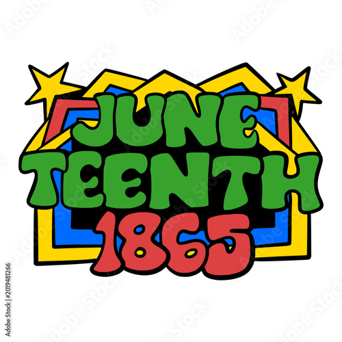 Retro Juneteenth 1865 Typography Hand Drawn Vector Design