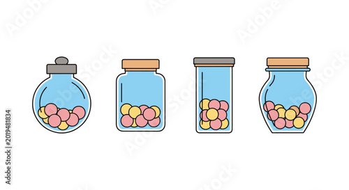 candy jar Line art vector set minimal illustration
