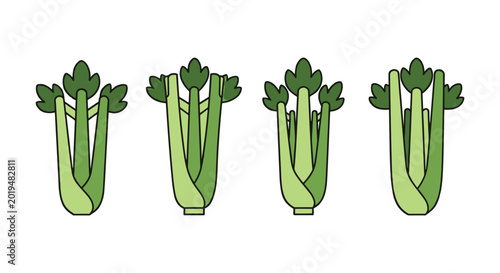 Celery Line art vector set creative minimal shapes