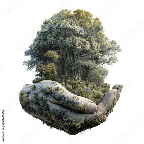 Preserving Natures Embrace on White Background - Nature Stock Photo