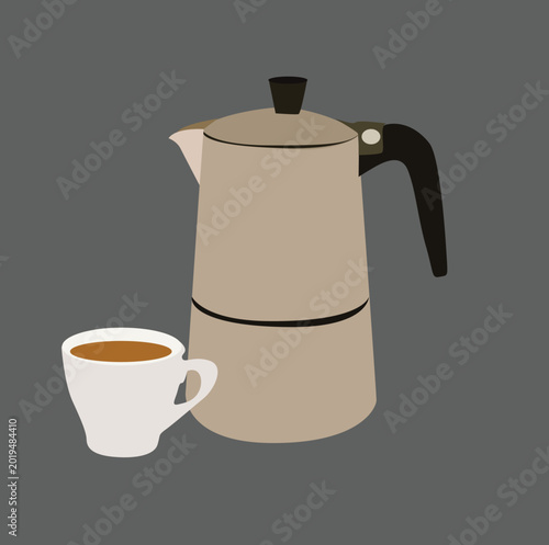 teapot and glasses. teapot and pair of cups or mugs 
