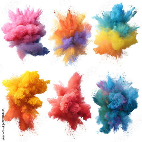 Vibrant Color Powder Explosions Multicolored Dust Cloud Creative Splash Art