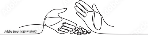 Fotografi Stop drug abuse logo, Drug addiction vector, sketch drawing of hand stopping other hand to doing drug abuse