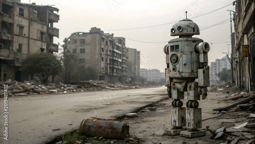 the old town with ai robot