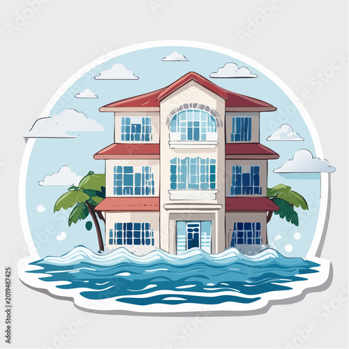Flooded House Illustration