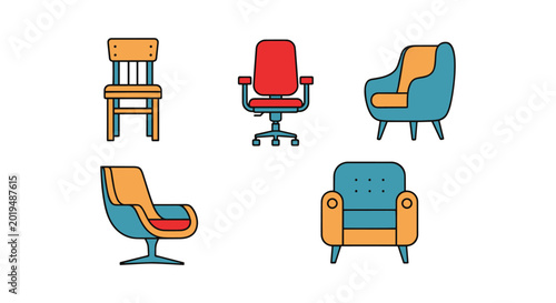 Chair Line art vector set abstract creative design