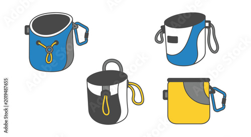 Chalk Bag Line art vector set clean decorative abstract