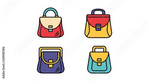 Chalk Bag Line art vector set clean abstract color