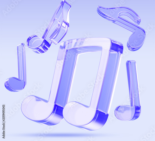 Φωτογραφία Holographic glass music notes on pastel purple 3D background