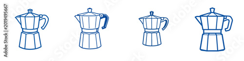 Cuadro en lienzo Vector line art of a moka pot of coffee with a classic shape