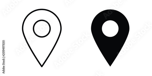 Map marker icon on white background.